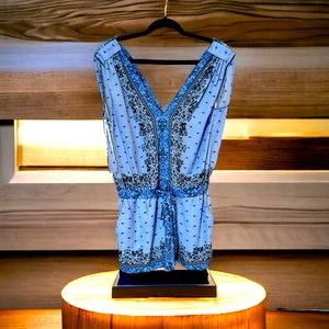 BCBG Max Azria Blue Floral Romper- Size Small